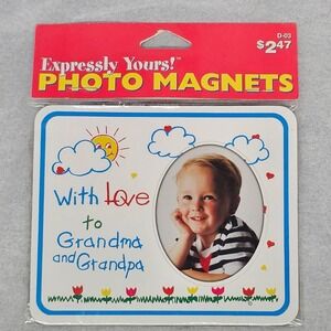 With Love To Grandma and Grandpa Frame Magnet 3.75 In x 4.5 Wallet Size Photo